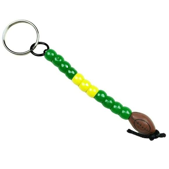 Football Keychain‎ Green Yellow NFL NCAA Sports Fan Mom Dad Parent Gift Handmade - Picture 1 of 4